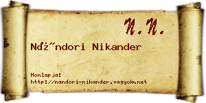 Nándori Nikander névjegykártya